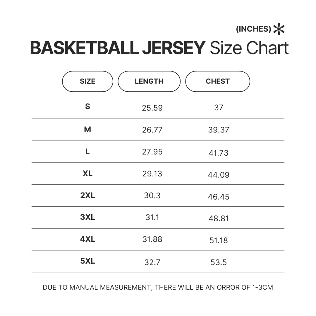 Basketball Jersey Size Chart 1 - Sleep Token Store