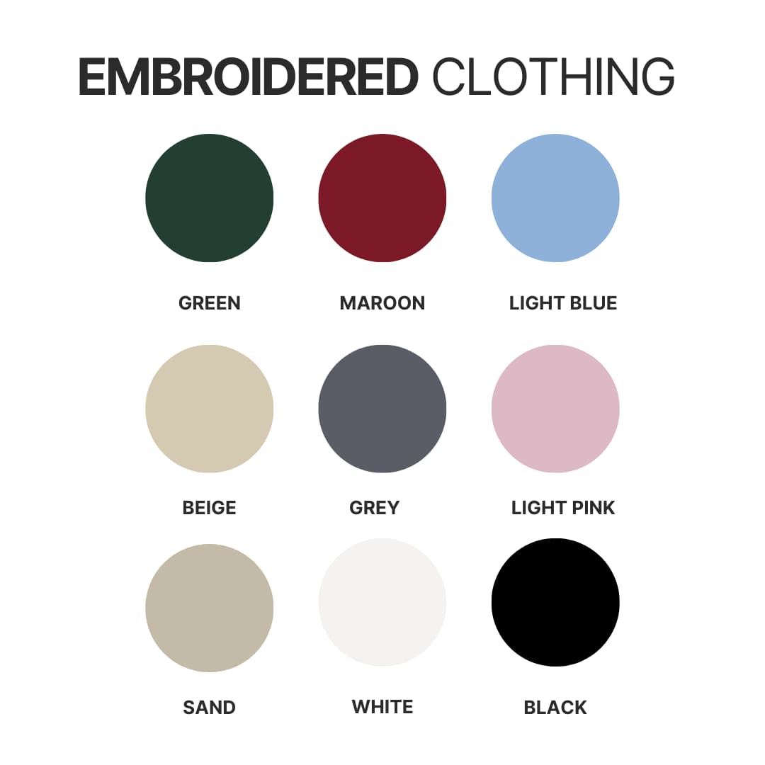 Embroidered clothing color chart - Sleep Token Store