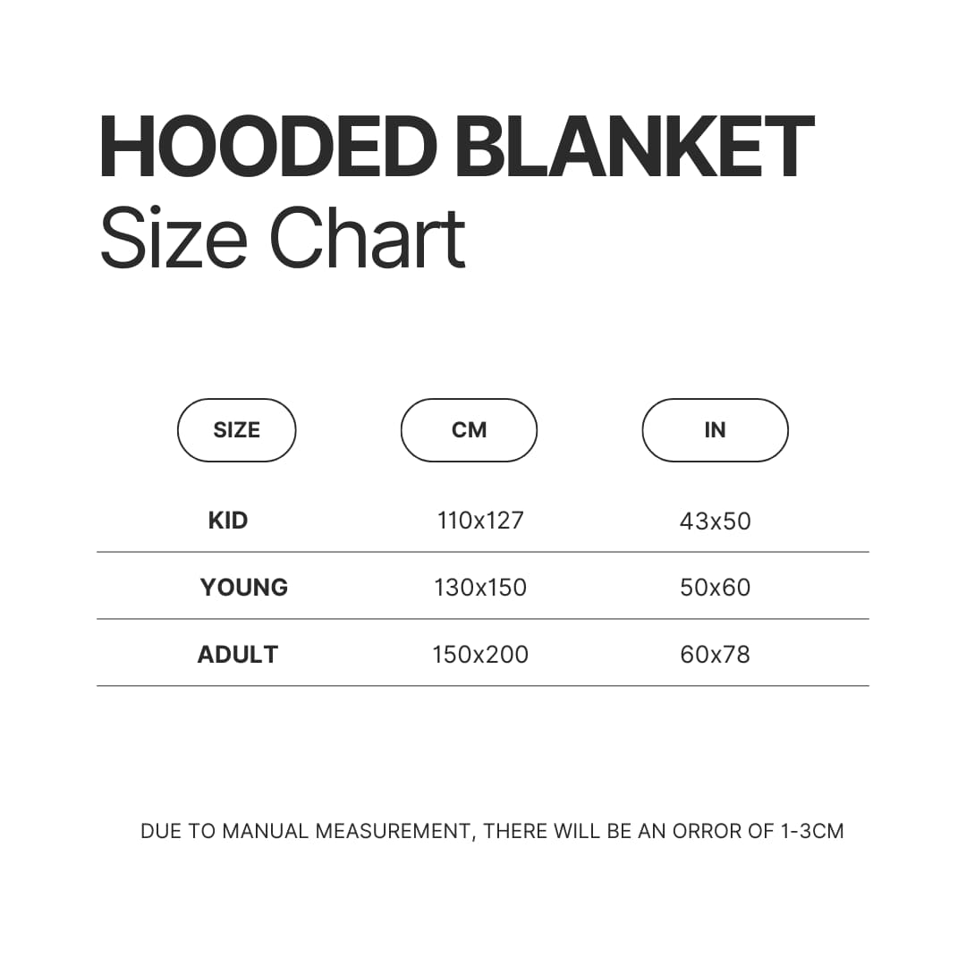 Hooded Blanket Size Chart - Sleep Token Store