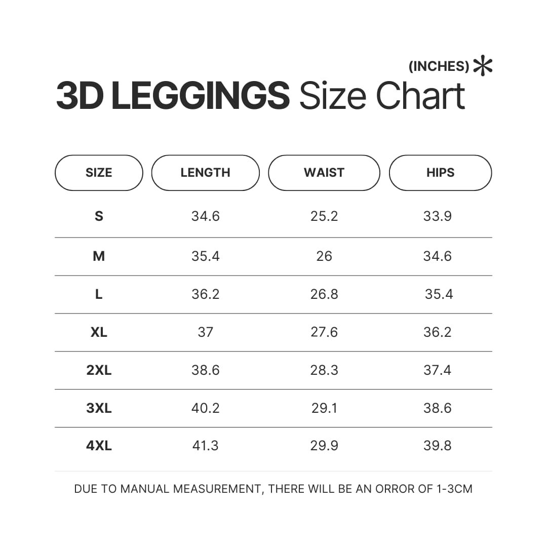 Leggings Size Chart - Sleep Token Store