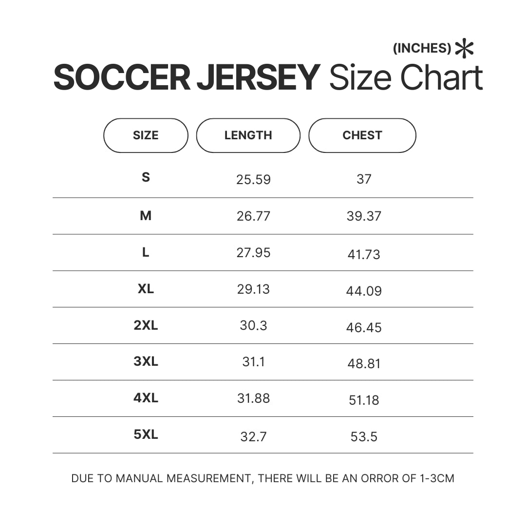 Soccer Jersey Size Chart - Sleep Token Store