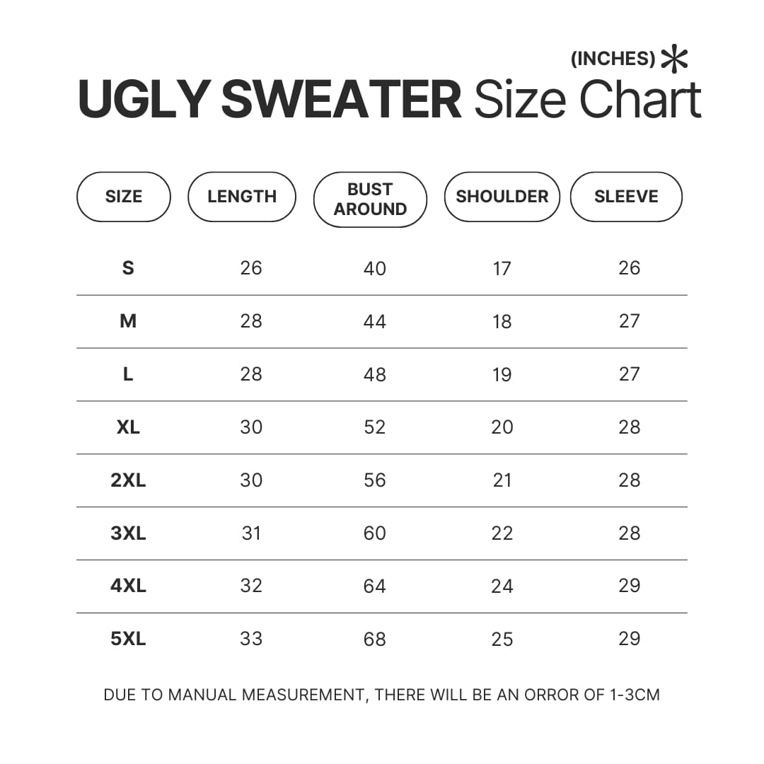 Ugly Sweater Size Chart 1 - Sleep Token Store