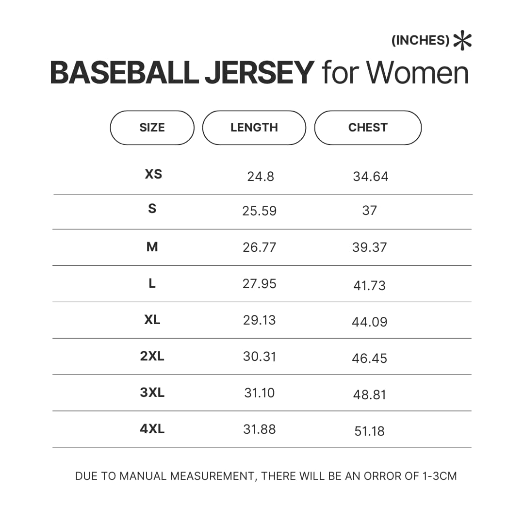 Women Baseball Jersey Size Chart - Sleep Token Store