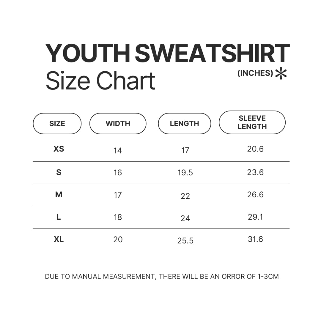 Youth Sweatshirt Size Chart - Sleep Token Store