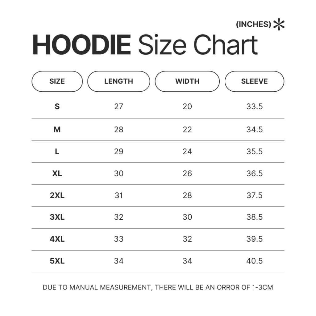 Hoodie Size Chart 1 - Sleep Token Store