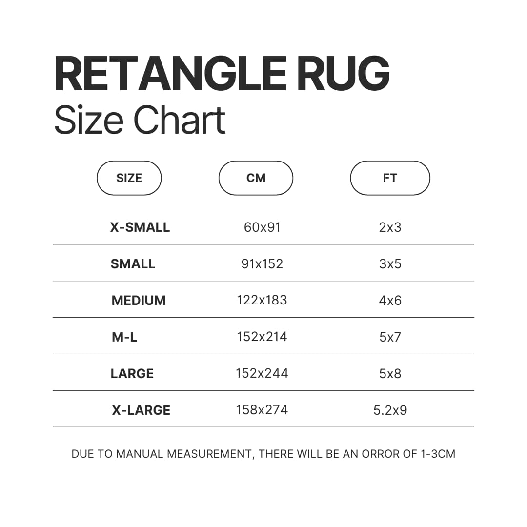 Retangle Rug Size Chart - Sleep Token Store