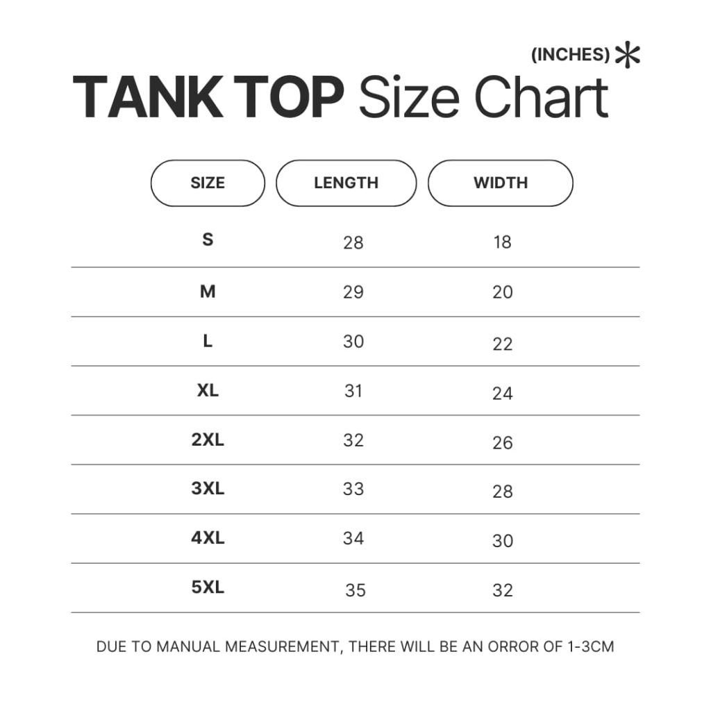 Tank Top Size Chart 1 - Sleep Token Store