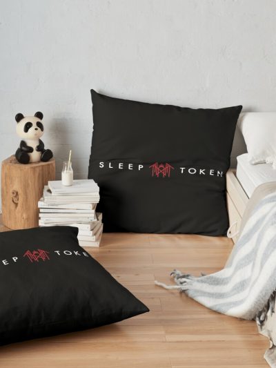 White And Red-Word And Symbol Throw Pillow Official Sleep Token Merch