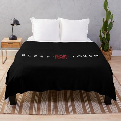 White And Red-Word And Symbol Throw Blanket Official Sleep Token Merch